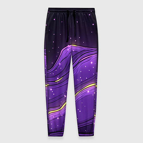 Мужские брюки Фиолетовая текстура с золотыми звездочками / 3D-принт – фото 1