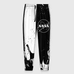 Брюки на резинке мужские Nasa черно белый огонь, цвет: 3D-принт