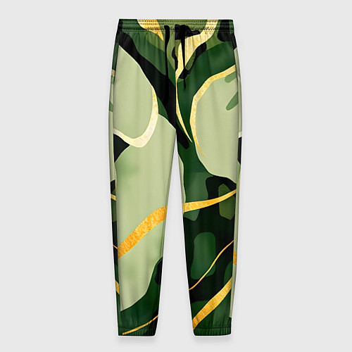 Мужские брюки Зеленый природный паттерн / 3D-принт – фото 1