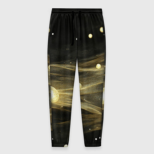 Мужские брюки Золотистый свет на черной текстуре / 3D-принт – фото 1