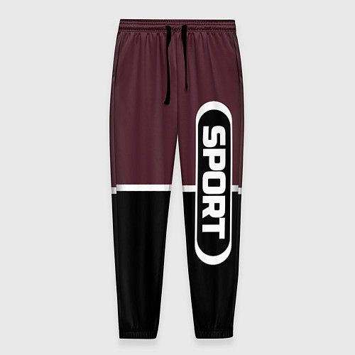 Мужские брюки Sport сливово-чёрный с полосой / 3D-принт – фото 1