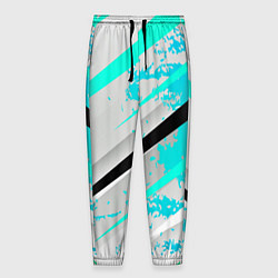 Брюки на резинке мужские Color white light blue, цвет: 3D-принт