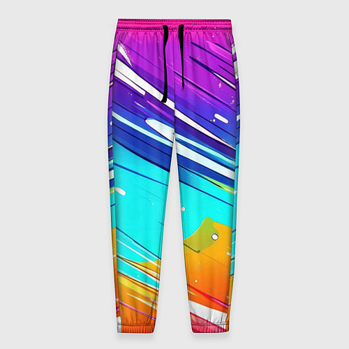Мужские брюки Радужные брызги краски текстура / 3D-принт – фото 1