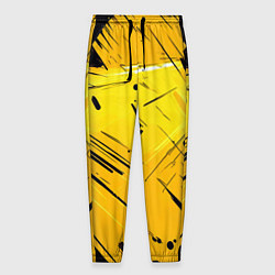 Брюки на резинке мужские Желтая краска на черном фоне, цвет: 3D-принт
