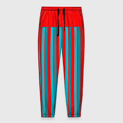 Брюки на резинке мужские Красно синий комбинированный узор с полосами, цвет: 3D-принт