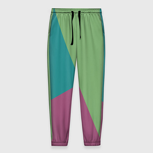 Мужские брюки Сине-зелёно-розовый тёмный трёхцветный / 3D-принт – фото 1