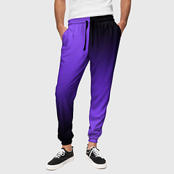 Брюки на резинке мужские Чёрно-сиреневый градиент пополам, цвет: 3D-принт — фото 2
