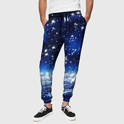 Брюки на резинке мужские Космический синий абстрактный фон - текстура, цвет: 3D-принт — фото 2