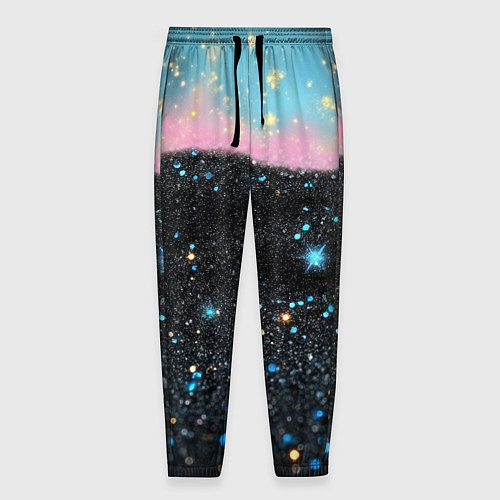 Мужские брюки Блестящая текстура на черном / 3D-принт – фото 1