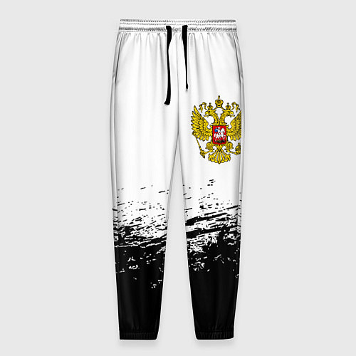 Мужские брюки Россия черно белые краски / 3D-принт – фото 1