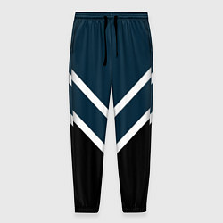 Брюки на резинке мужские Синий с чёрным и белые полосы, цвет: 3D-принт
