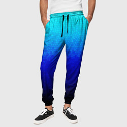 Брюки на резинке мужские Градиент мозаика из голубого в чёрный, цвет: 3D-принт — фото 2
