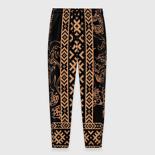 Мужские брюки Золотой дракон с узорами славянскими / 3D-принт – фото 1