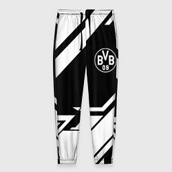 Брюки на резинке мужские Borussia geometry black, цвет: 3D-принт