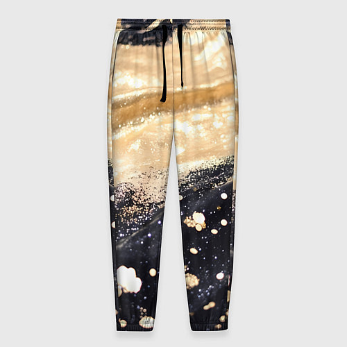 Мужские брюки Золотая текстура на черном фоне / 3D-принт – фото 1