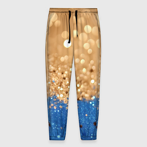 Мужские брюки Золотистые блестки и синий низ / 3D-принт – фото 1