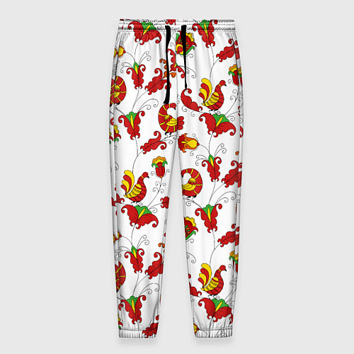 Мужские брюки Русский народный орнамент в стиле росписей Северно / 3D-принт – фото 1