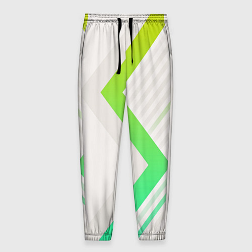 Мужские брюки Color white line green / 3D-принт – фото 1