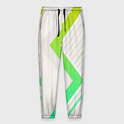 Брюки на резинке мужские Color white line green, цвет: 3D-принт