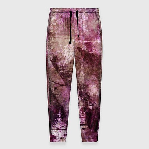 Мужские брюки Абстракция - dark trash atom with violet / 3D-принт – фото 1