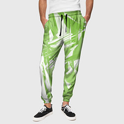 Брюки на резинке мужские Color white green, цвет: 3D-принт — фото 2