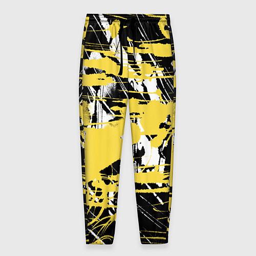 Мужские брюки Желтая краска на черном / 3D-принт – фото 1