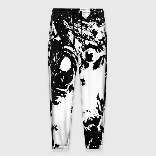 Мужские брюки Белый с чёрной абстракцией / 3D-принт – фото 1