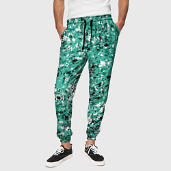 Брюки на резинке мужские Бирюзовый с чёрно-белыми пятнами, цвет: 3D-принт — фото 2