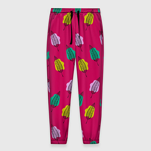 Мужские брюки Листья на пятнах / 3D-принт – фото 1