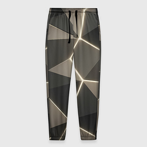 Мужские брюки Серая объемная текстура с гранями / 3D-принт – фото 1