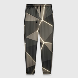 Брюки на резинке мужские Серая объемная текстура с гранями, цвет: 3D-принт