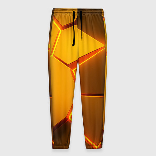 Мужские брюки Желтые неоновые соты - текстура / 3D-принт – фото 1