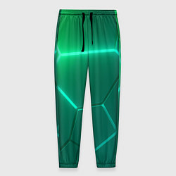 Брюки на резинке мужские Зеленые неоновые плитки, цвет: 3D-принт