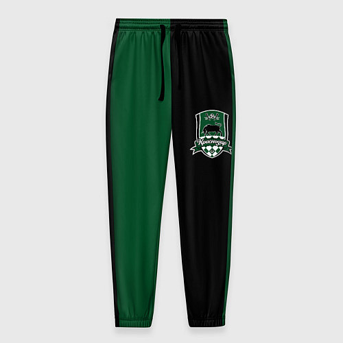 Мужские брюки ФК Краснодар - лого на черном с зеленым / 3D-принт – фото 1