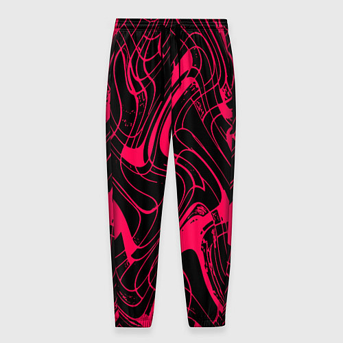Мужские брюки Чёрно-розовый абстрактные линии / 3D-принт – фото 1