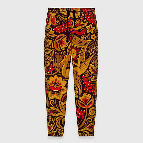 Мужские брюки Летучий корабль в стиле хохломской росписи / 3D-принт – фото 1