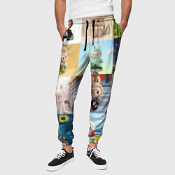 Брюки на резинке мужские Коллаж из разных лабубу, цвет: 3D-принт — фото 2