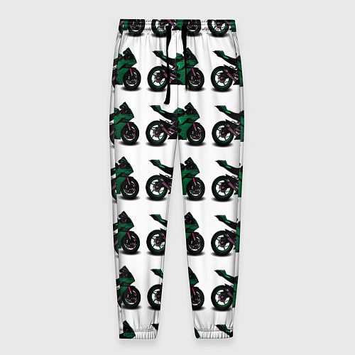 Мужские брюки Motorbike dark green / 3D-принт – фото 1