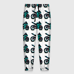 Брюки на резинке мужские Motorbike light blue, цвет: 3D-принт