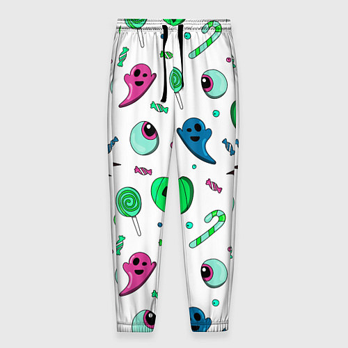 Мужские брюки Halloween light green pumpkin - паттерн / 3D-принт – фото 1