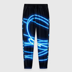 Мужские брюки Неоновые голубые волны на черном фоне