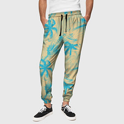 Брюки на резинке мужские Palm light blue beige, цвет: 3D-принт — фото 2