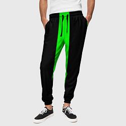 Брюки на резинке мужские Color green black lines, цвет: 3D-принт — фото 2