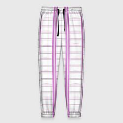 Брюки на резинке мужские Color white cage pink line, цвет: 3D-принт