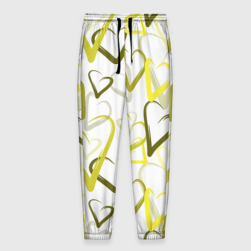 Мужские брюки Зеленые сердца / 3D-принт – фото 1