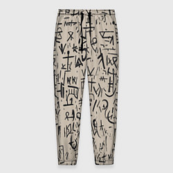 Брюки на резинке мужские Иероглифы маори, цвет: 3D-принт