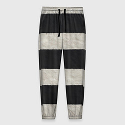 Брюки на резинке мужские Текстурные черно-белые полосы, цвет: 3D-принт
