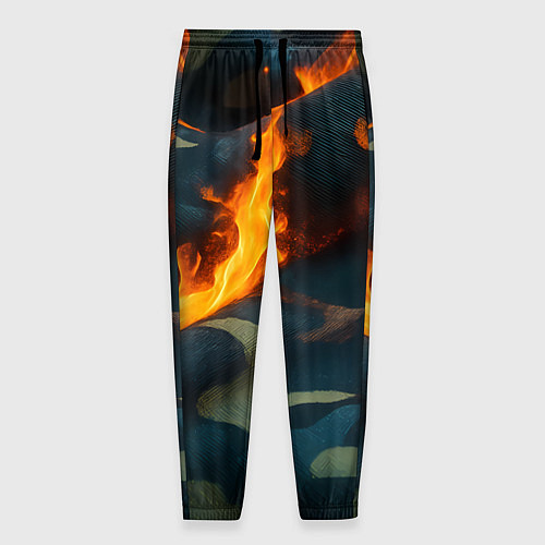 Мужские брюки Огонь на камуфляжной ткани / 3D-принт – фото 1