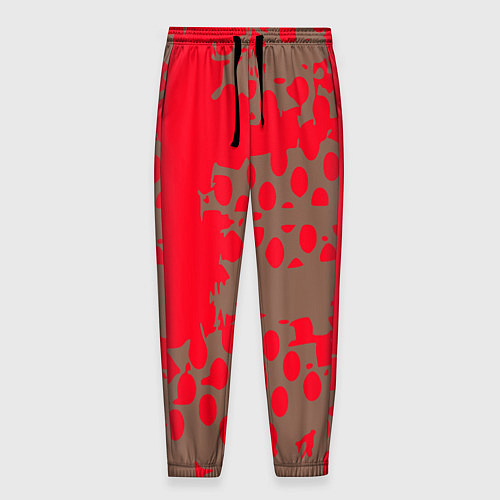 Мужские брюки Абстрактные алые пятна на цвете какао / 3D-принт – фото 1