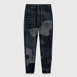 Брюки на резинке мужские Текстура - камуфляжная синяя ткань, цвет: 3D-принт